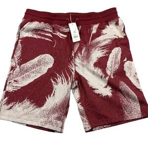 Staple Pigeon Sweat Shorts Men's 3XL Burgundy All Over Print Drawstring Running